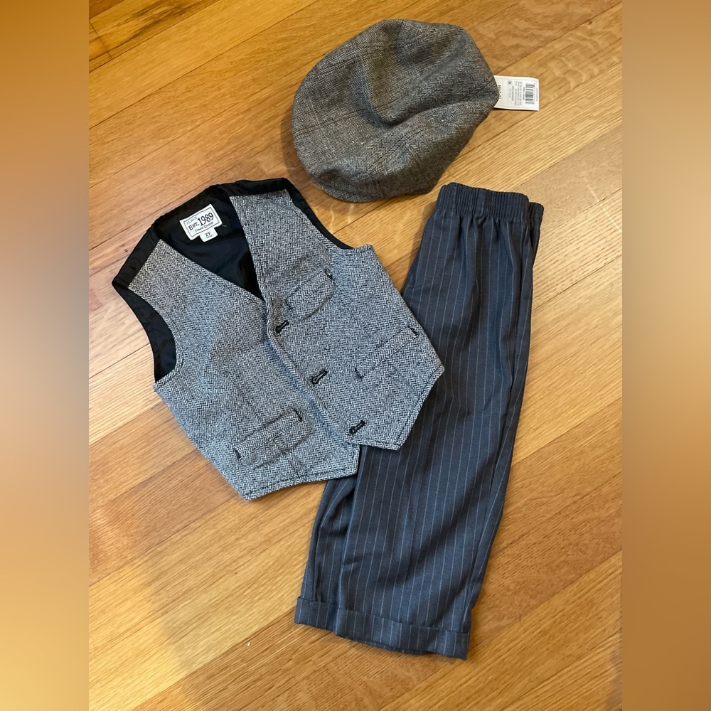 2T bundle, pin stripe pants, herringbone vest and paddy cap (which is NWT) - Picture 1 of 4